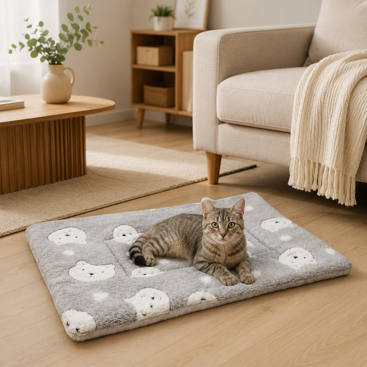 Tapis pour chat matelassé — couverture douillette & lavable, motifs mignons | Mileoo