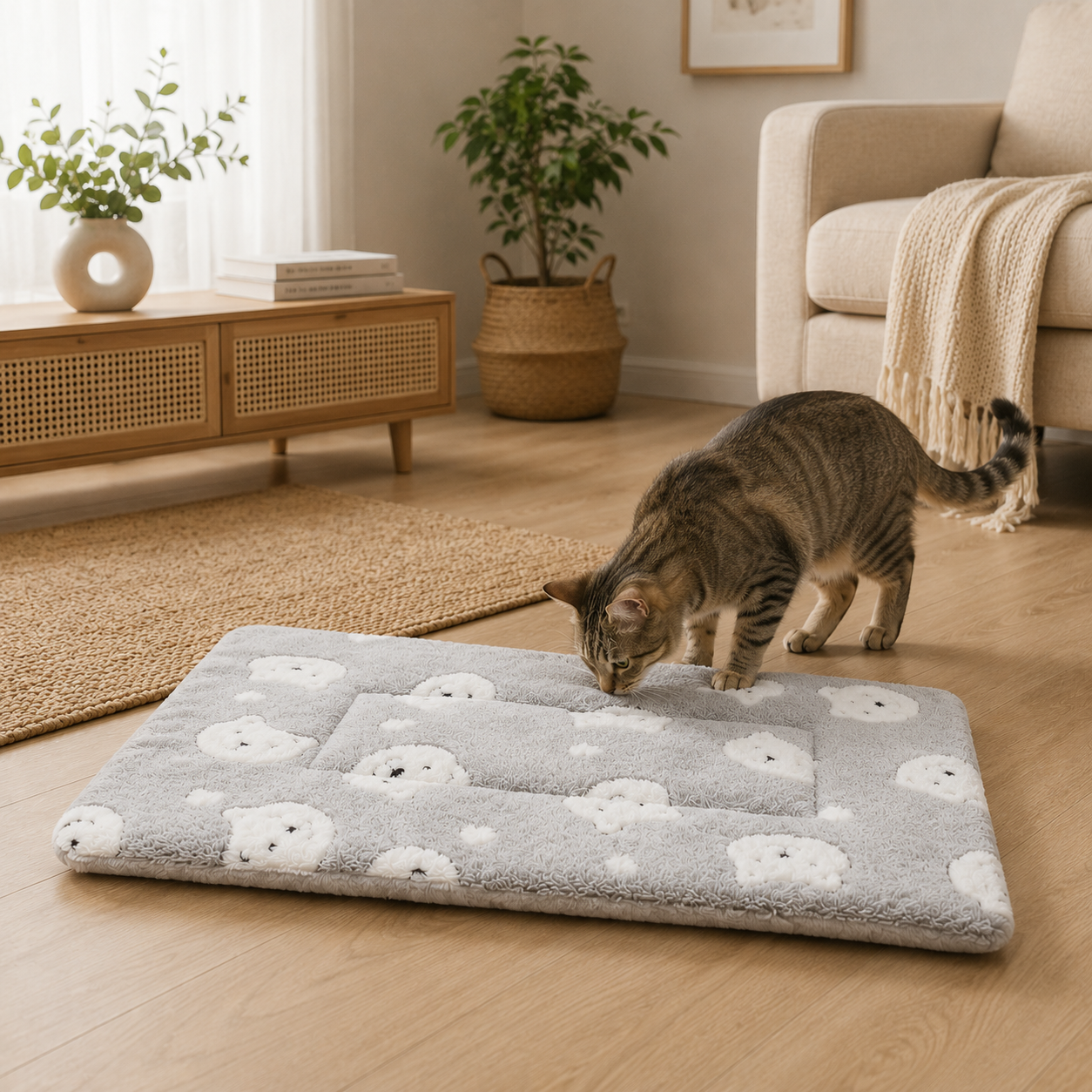 Tapis pour chat matelassé — couverture douillette & lavable, motifs mignons | Mileoo