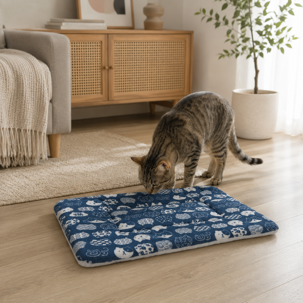 Tapis pour chat matelassé — couverture douillette & lavable, motifs mignons | Mileoo