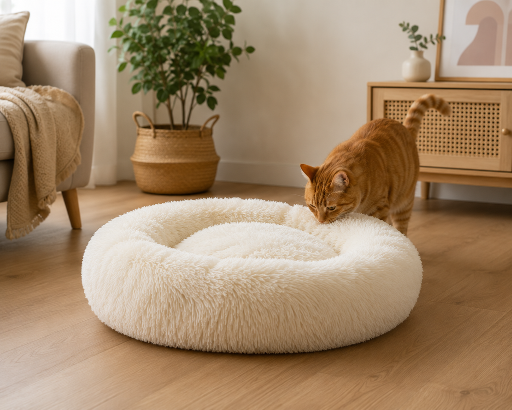 Lit chat donut moelleux pour chat et chien — panier rond ultra-doux | Mileoo