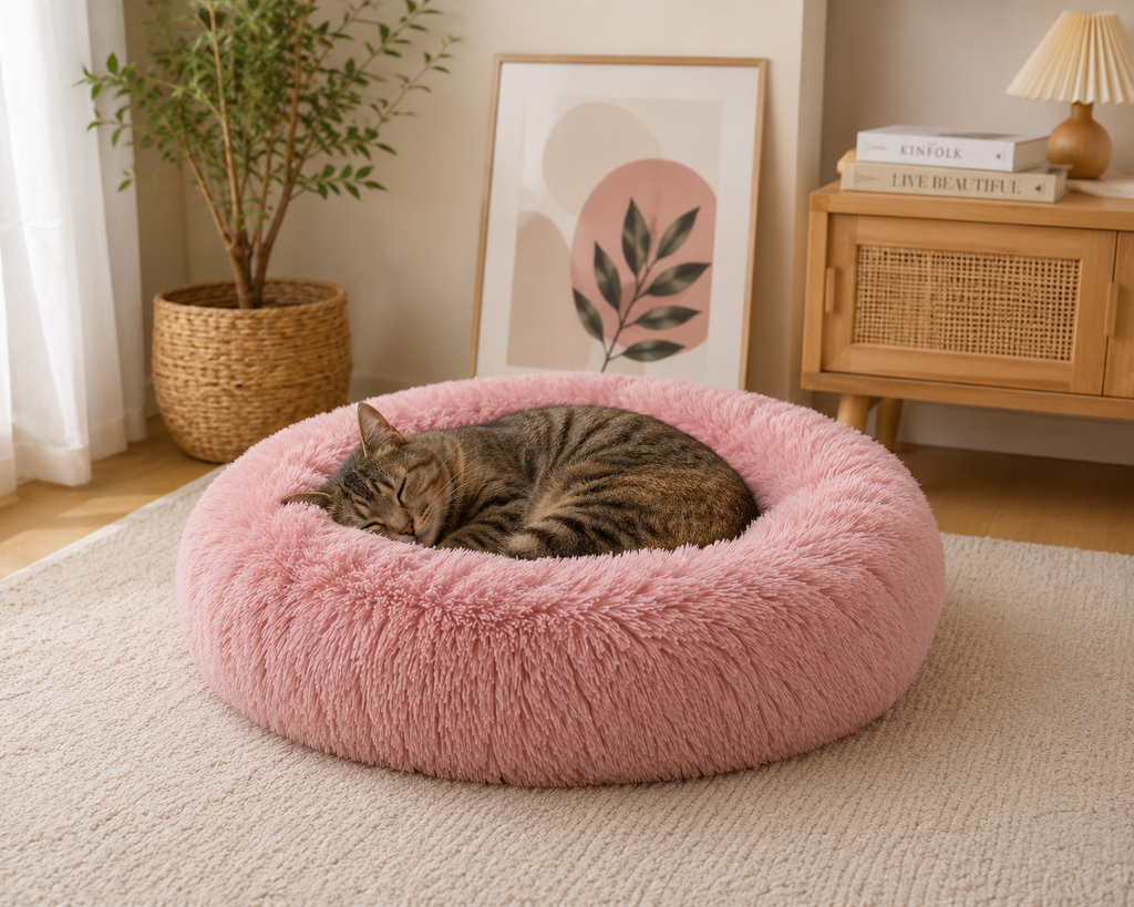 Lit chat donut moelleux pour chat et chien — panier rond ultra-doux | Mileoo
