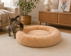 Lit chat donut moelleux pour chat et chien — panier rond ultra-doux | Mileoo