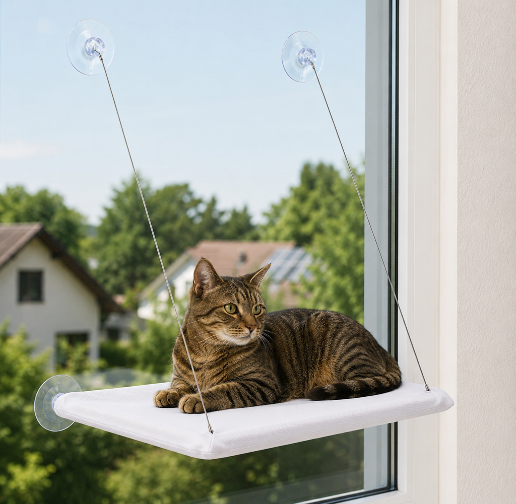 Hamac de fenêtre pour chat — ventouses puissantes, câbles acier | Mileoo