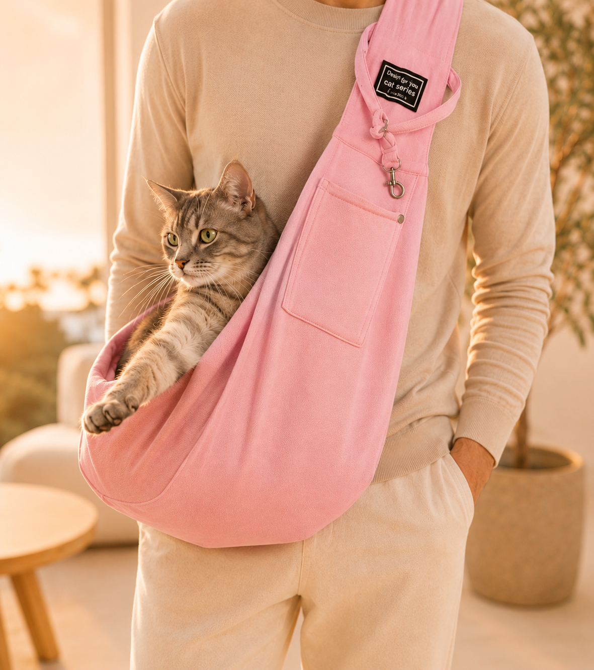 Sac de transport chat — sac kangourou bandoulière, mains libres | Mileoo