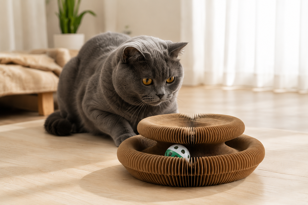 Jouet pour chat interactif — circuit à balle pliable, carton renforcé | Mileoo