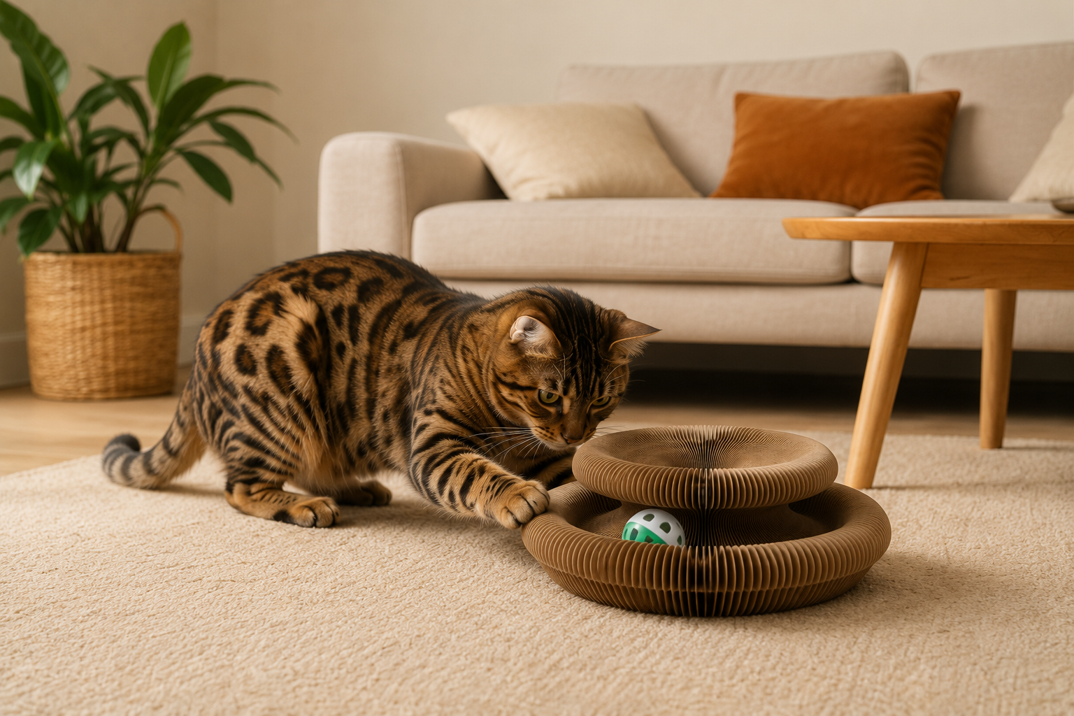 Jouet pour chat interactif — circuit à balle pliable, carton renforcé | Mileoo