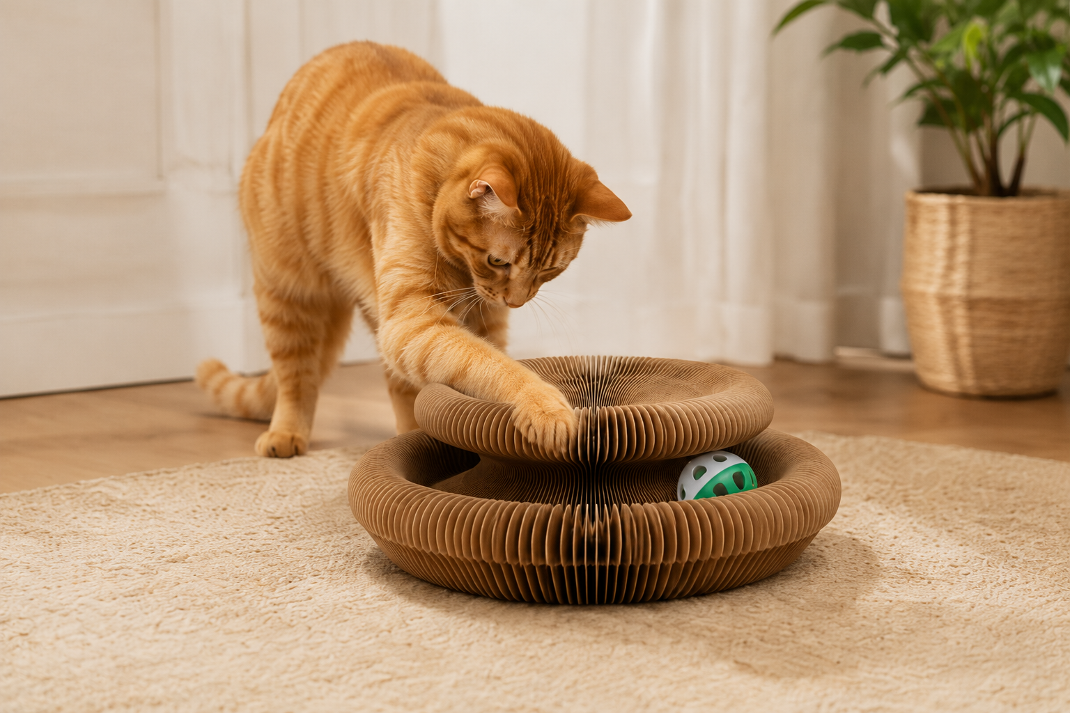 Jouet pour chat interactif — circuit à balle pliable, carton renforcé | Mileoo