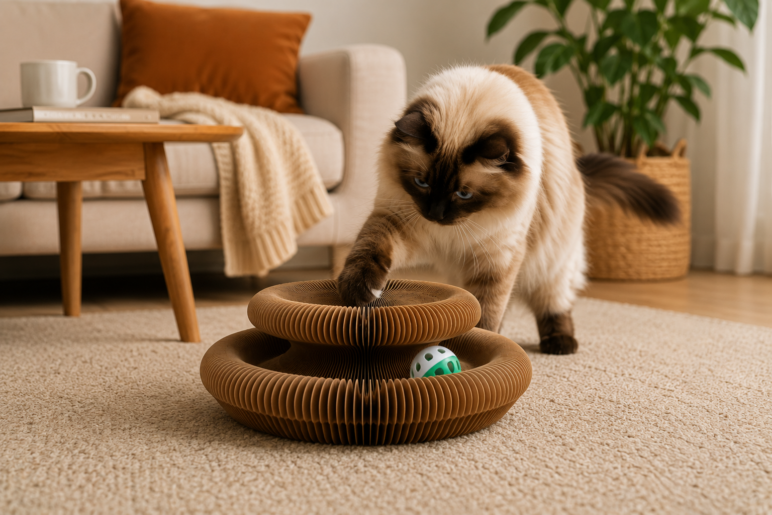 Jouet pour chat interactif — circuit à balle pliable, carton renforcé | Mileoo