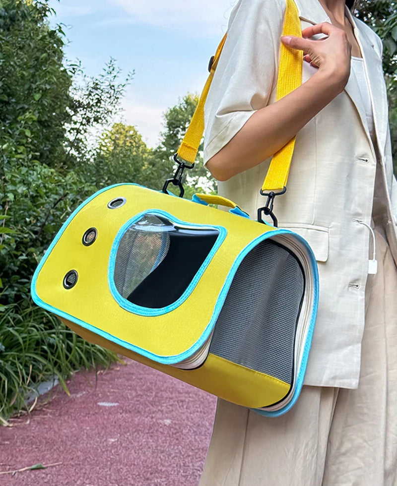 Sac transport chat avion jaune bandoulière réglable cabine