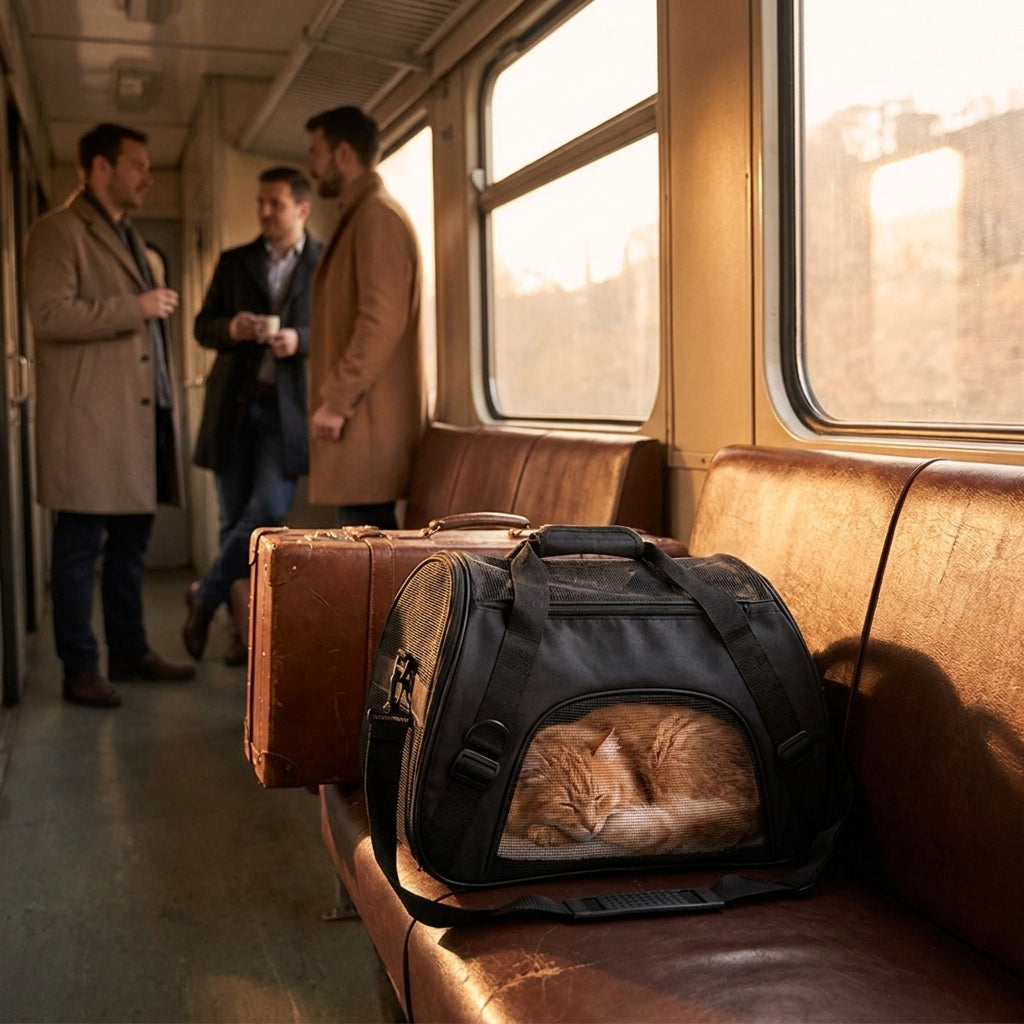 Sac transport chat noir vue de côté bandoulière