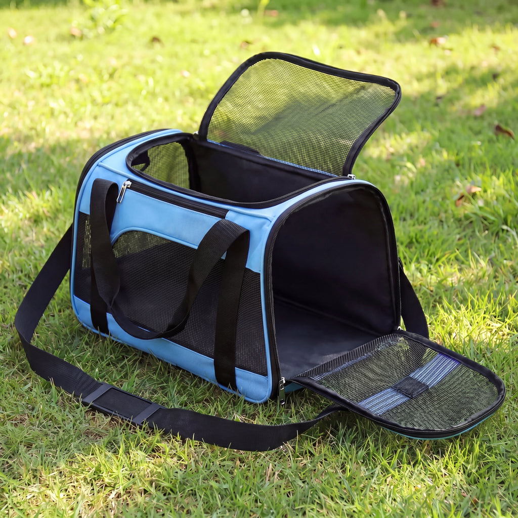 Sac transport chat bleu bandoulière réglable souple