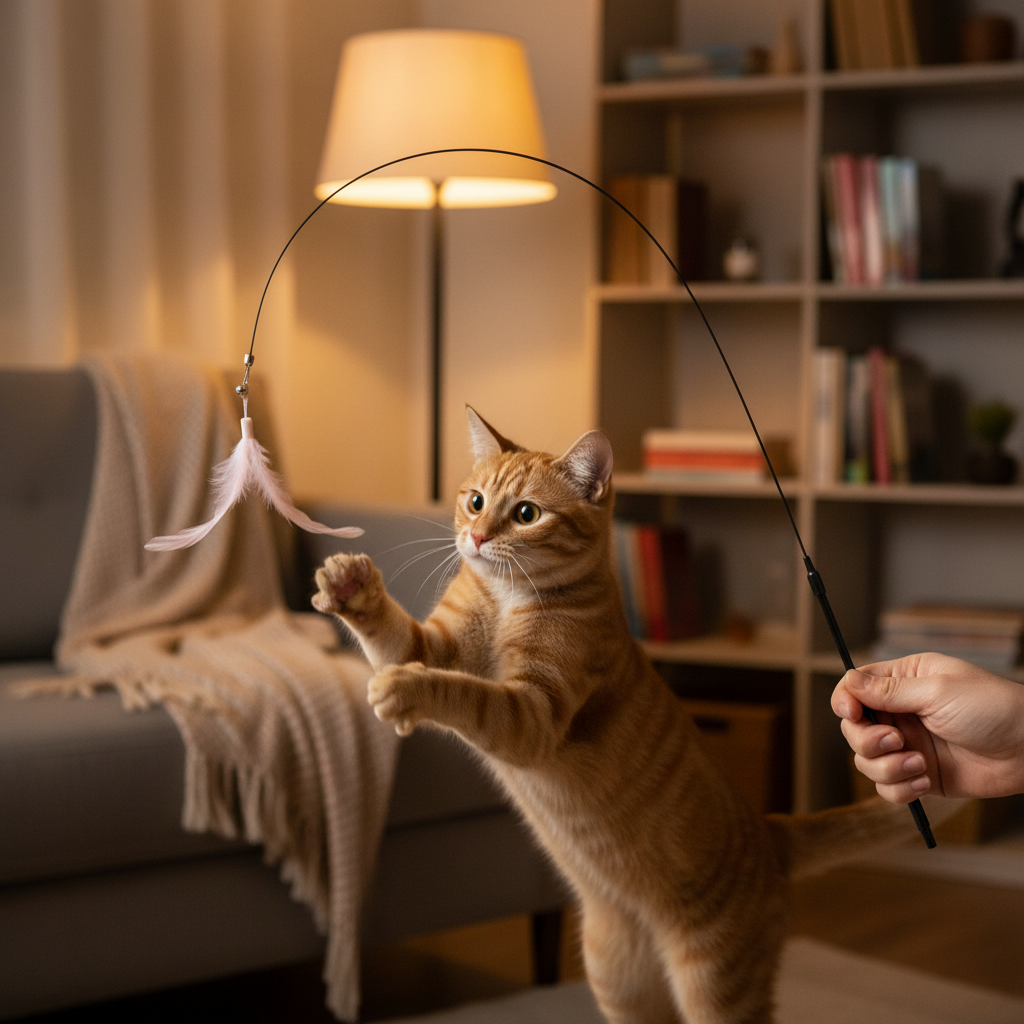 Jouet chat canne plumes lifestyle chat qui joue