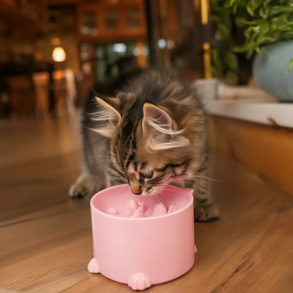 Gamelle anti glouton chat fond blanc vue produit
