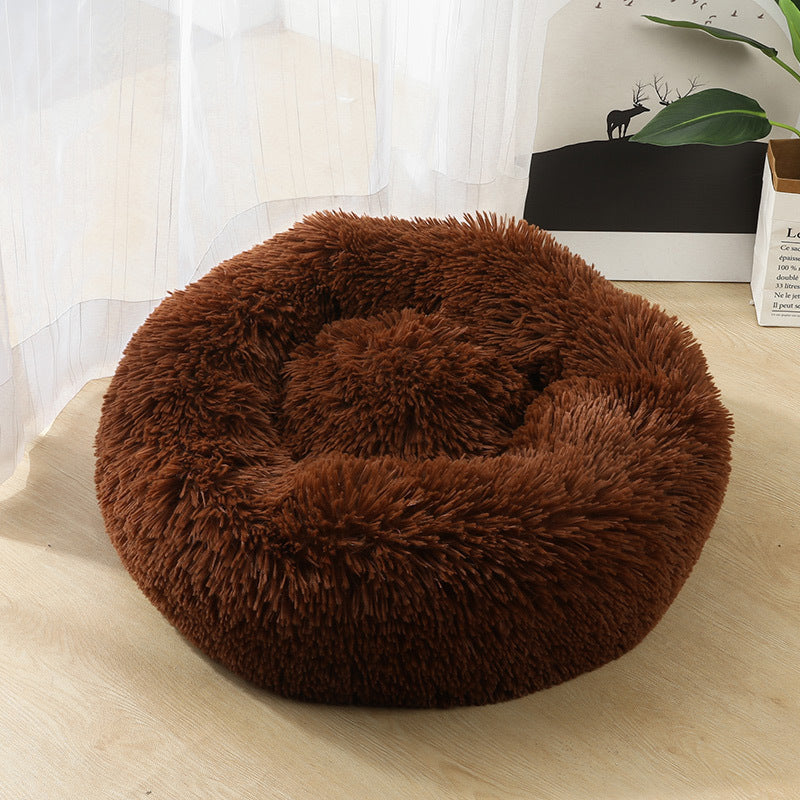 Lit chat donut moelleux pour chat et chien — panier rond ultra-doux | Mileoo