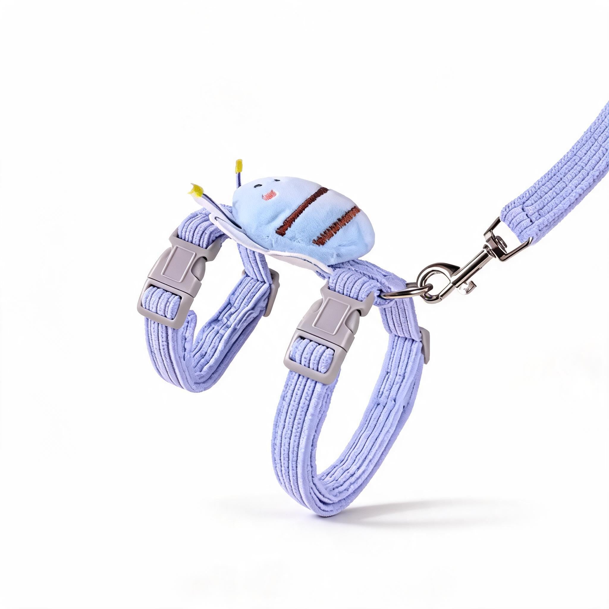 Harnais chat velours motif abeille anti évasion balade